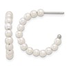 Chisel Stainless Steel Polished White Mother of Pearl J-Hoop Earring