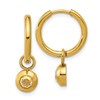 Chisel Stainless Steel Polished Yellow IP-plated with Removeable Yellow CZ Dangle Hinged Hoop Earrings