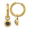 Chisel Stainless Steel Polished Yellow IP-plated with Removeable Blue CZ Dangle Hinged Hoop Earrings