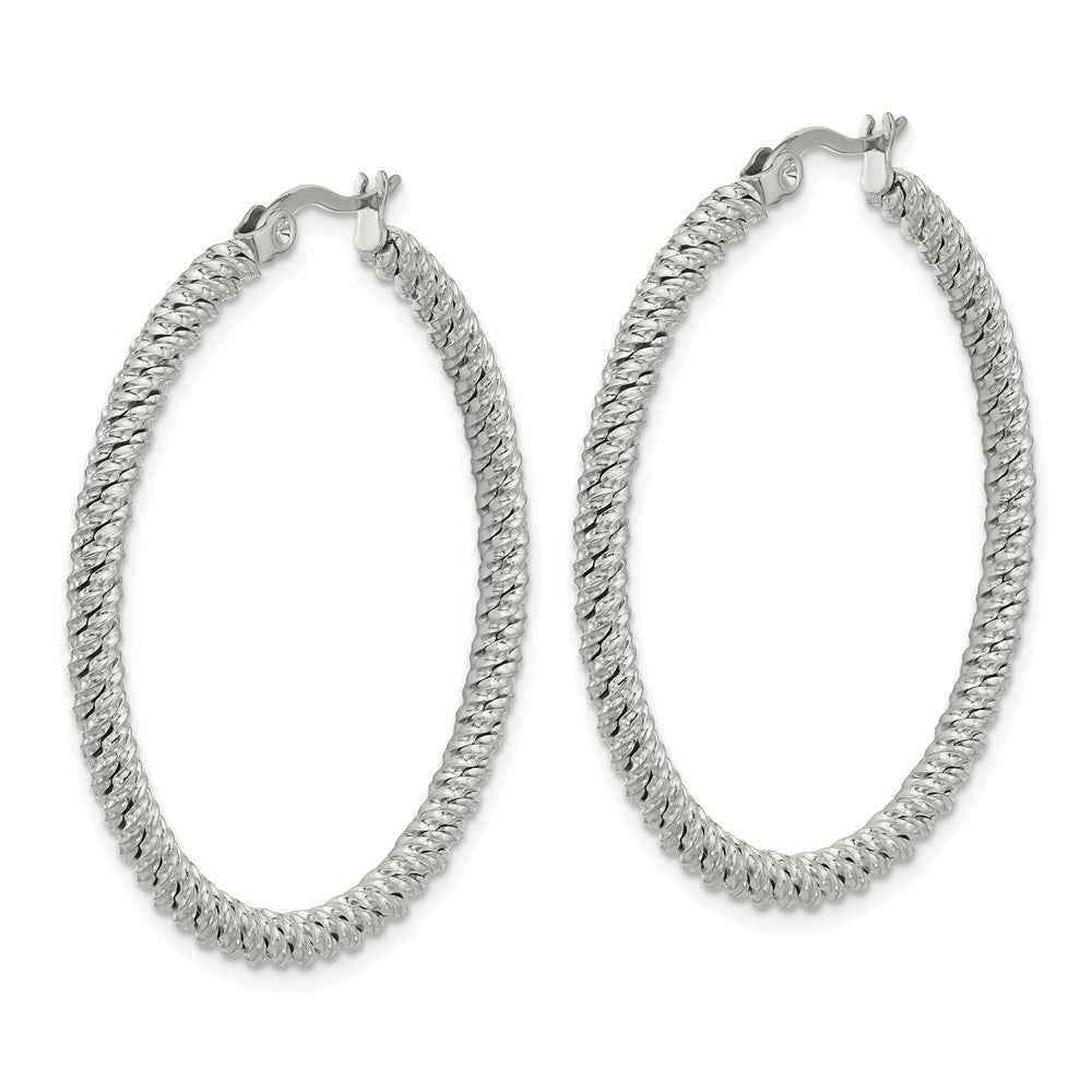 Chisel Stainless Steel Polished Diamond Cut Hoop Earrings