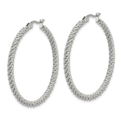 Chisel Stainless Steel Polished Diamond Cut Hoop Earrings