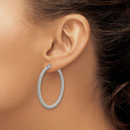 Chisel Stainless Steel Polished Diamond Cut Hoop Earrings