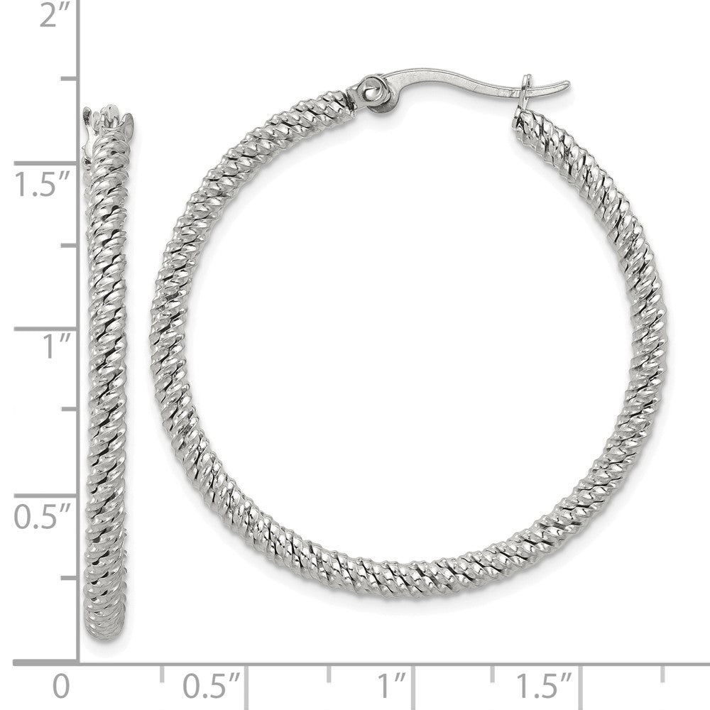 Chisel Stainless Steel Polished Diamond Cut Hoop Earrings