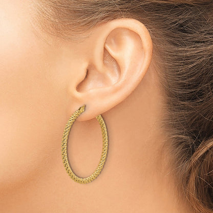 Chisel Stainless Steel Polished Yellow IP-plated Diamond Cut Hoop Earrings
