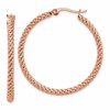 Chisel Stainless Steel Polished Rose IP-plated Diamond Cut Hoop Earrings