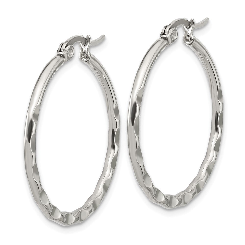 Chisel Stainless Steel Polished Wavy Hoop Earrings