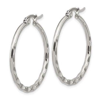 Chisel Stainless Steel Polished Wavy Hoop Earrings