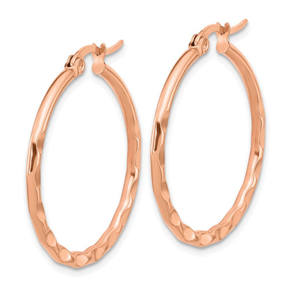 Chisel Stainless Steel Polished Rose IP-plated Wavy Hoop Earrings