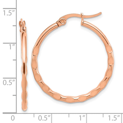 Chisel Stainless Steel Polished Rose IP-plated Wavy Hoop Earrings