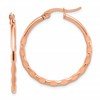 Chisel Stainless Steel Polished Rose IP-plated Wavy Hoop Earrings