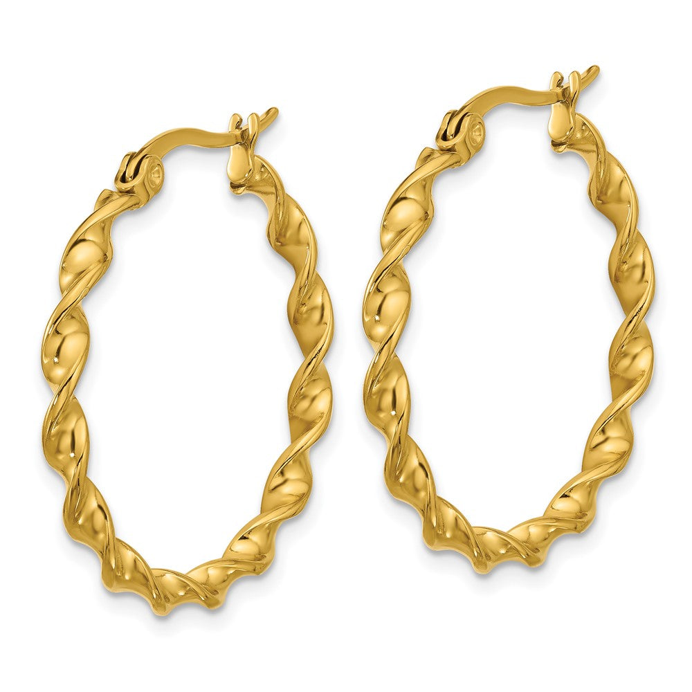 Chisel Stainless Steel Polished Yellow IP-plated Twisted Hoop Earrings