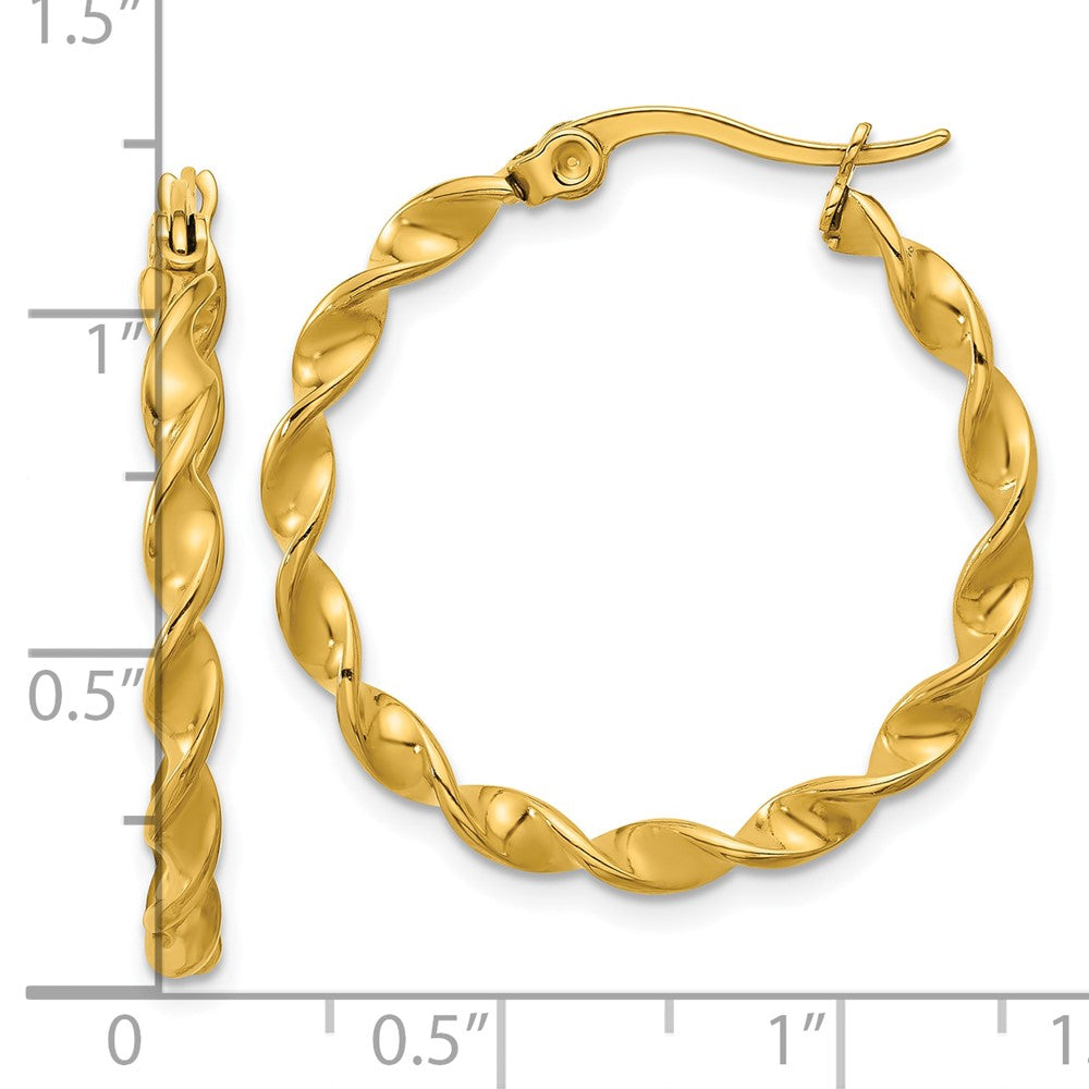 Chisel Stainless Steel Polished Yellow IP-plated Twisted Hoop Earrings