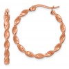 Chisel Stainless Steel Polished Rose IP-plated Twisted Hoop Earrings