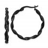 Chisel Stainless Steel Polished Black IP-plated Twisted Hoop Earrings