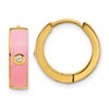 Chisel Stainless Steel Polished Yellow IP-plated with Pink Enamel and CZ 5mm Hinged Hoop Earrings