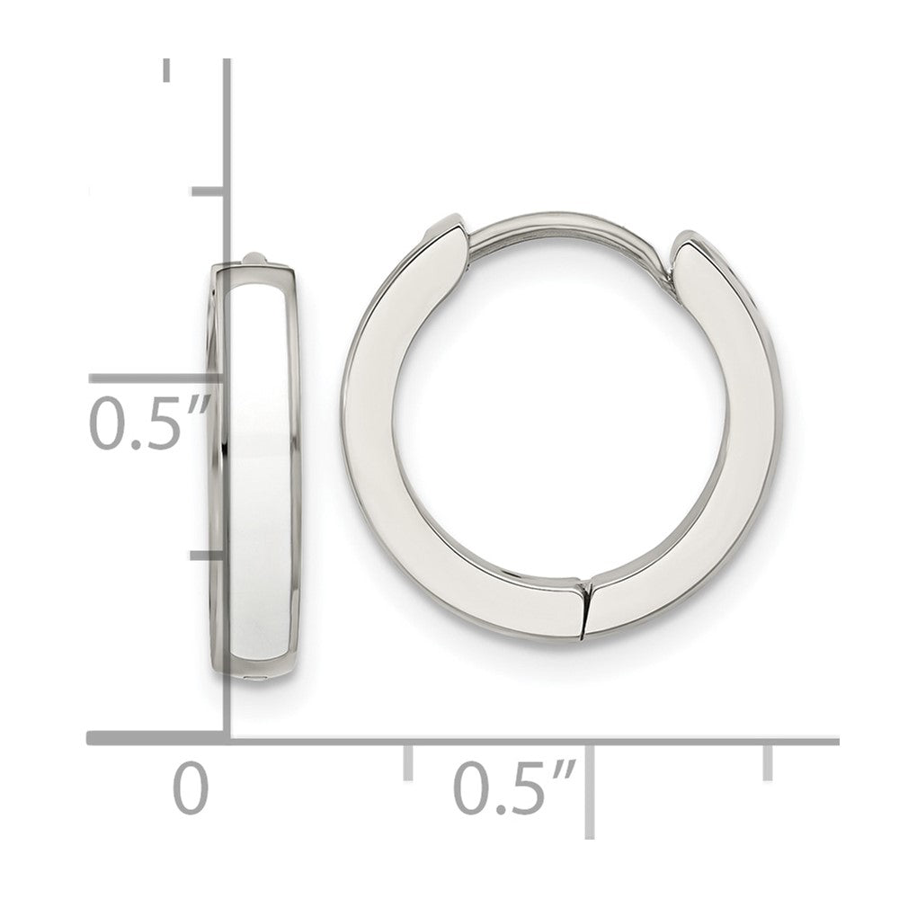 Chisel Stainless Steel Polished with White Enamel 2.90mm Hinged Hoop Earrings