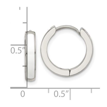 Chisel Stainless Steel Polished with White Enamel 2.90mm Hinged Hoop Earrings