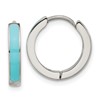 Chisel Stainless Steel Polished with Blue Enamel 2.90mm Hinged Hoop Earrings