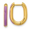 Chisel Stainless Steel Polished Yellow IP-plated with Purple Enamel 2.40mm Elongated Hinged Hoop Earrings