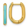 Chisel Stainless Steel Polished Yellow IP-plated with Blue Enamel 2.40mm Elongated Hinged Hoop Earrings