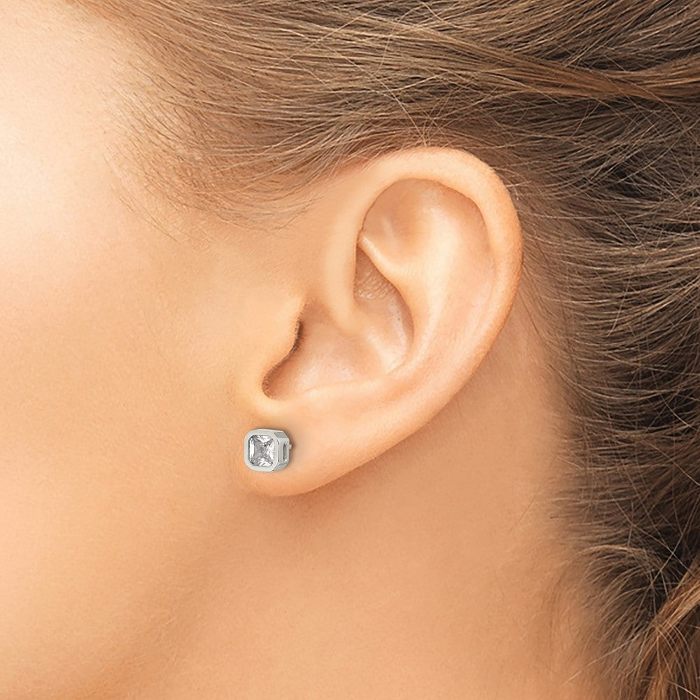 Chisel Stainless Steel Polished 5mm CZ Squared Post Earrings