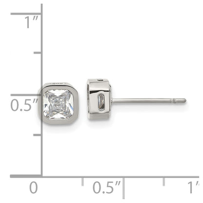Chisel Stainless Steel Polished 5mm CZ Squared Post Earrings