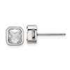 Chisel Stainless Steel Polished 6mm CZ Squared Stud Earrings