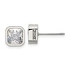 Chisel Stainless Steel Polished 7mm CZ Squared Stud Earrings