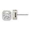 Chisel Stainless Steel Polished 8mm CZ Squared Stud Earrings