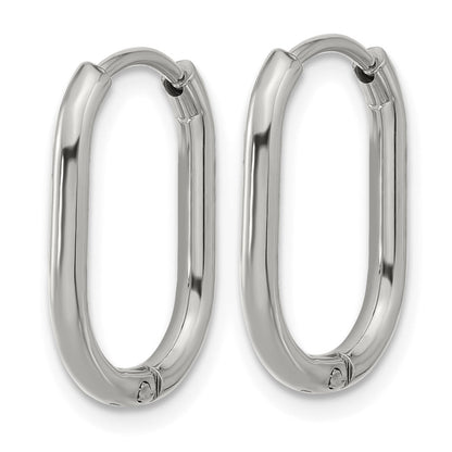 Chisel Stainless Steel Polished Elongated 2mm Hinged Hoop Earrings