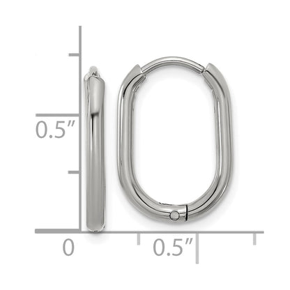 Chisel Stainless Steel Polished Elongated 2mm Hinged Hoop Earrings