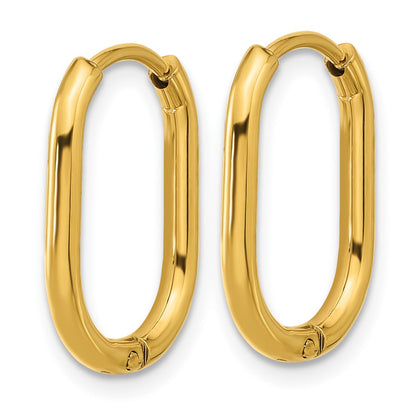 Chisel Stainless Steel Polished Yellow IP-plated Elongated 2mm Hinged Hoop Earrings