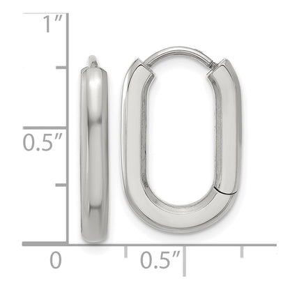 Chisel Stainless Steel Polished Elongated 3mm Hinged Hoop Earrings