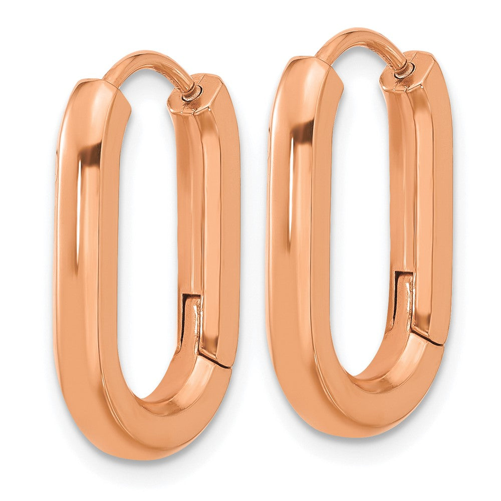 Chisel Stainless Steel Polished Rose IP-plated Elongated 3mm Hoop Earrings