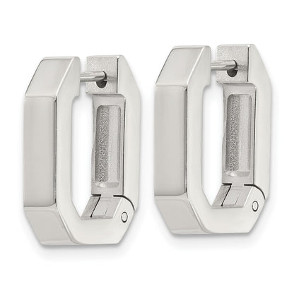 Chisel Stainless Steel Polished Squared Edges 4mm Hinged Hoop Earrings