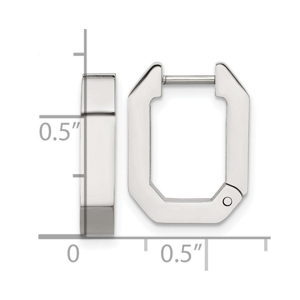 Chisel Stainless Steel Polished Squared Edges 4mm Hinged Hoop Earrings