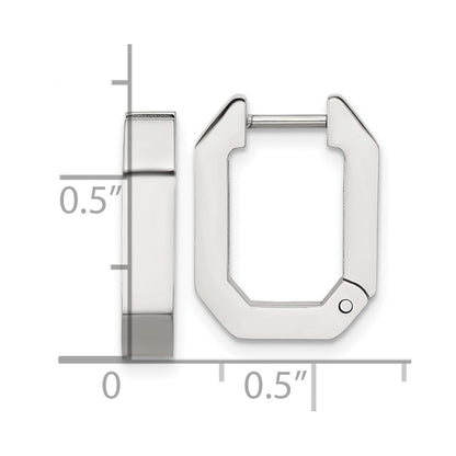 Chisel Stainless Steel Polished Squared Edges 4mm Hinged Hoop Earrings