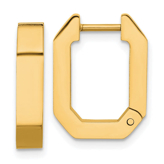 Chisel Stainless Steel Polished Yellow IP-plated Squared Edges 4mm Hinged Hoop Earrings
