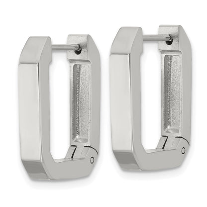 Chisel Stainless Steel Polished Squared Edges 4mm Hinged Hoop Earrings