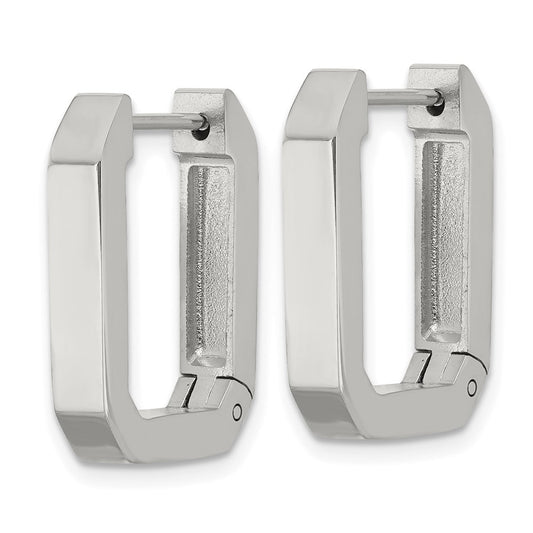 Chisel Stainless Steel Polished Squared Edges 4mm Hinged Hoop Earrings