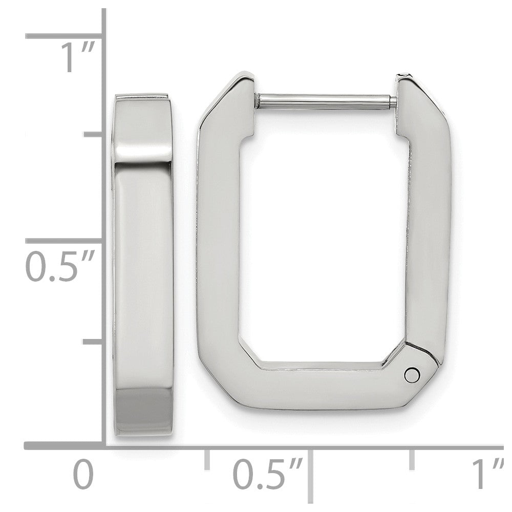 Chisel Stainless Steel Polished Squared Edges 4mm Hinged Hoop Earrings