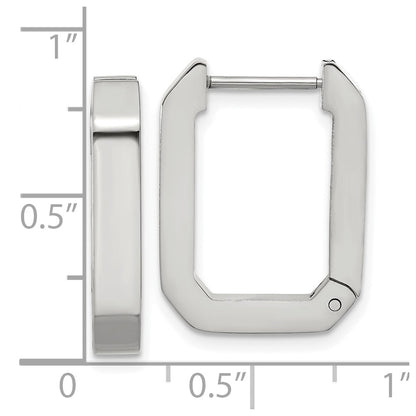 Chisel Stainless Steel Polished Squared Edges 4mm Hinged Hoop Earrings