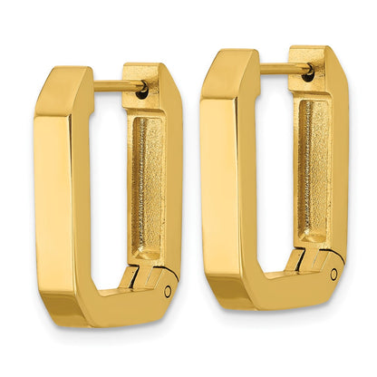 Chisel Stainless Steel Polished Yellow IP-plated Squared Edge 4mm Hinged Hoop Earrings