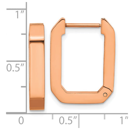 Chisel Stainless Steel Polished Rose IP-plated Squared Edge 4mm Hinged Hoop Earrings