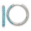 Chisel Stainless Steel Polished Preciosa Aqua Bohemica Crystal Hoop Earrings