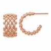 Chisel Stainless Steel Polished Rose IP-plated Beaded Weave Design Post Hoop Earrings
