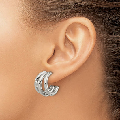 Chisel Stainless Steel Polished J Hoop Post Earrings