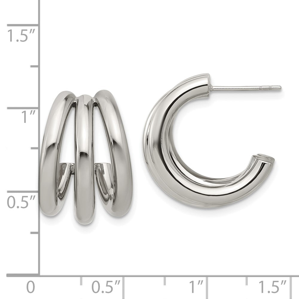 Chisel Stainless Steel Polished J Hoop Post Earrings