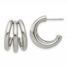 Chisel Stainless Steel Polished J Hoop Post Earrings