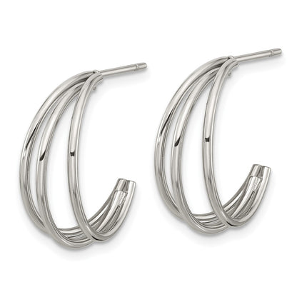 Chisel Stainless Steel Polished Wire J Hoop Post Earring